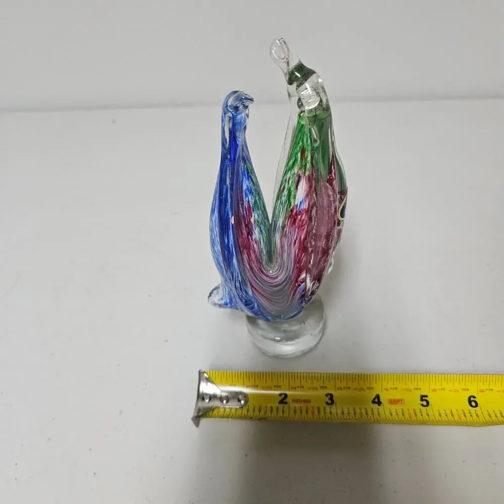 Lavorazione Arte Murano Double Penguin Art Glass Paperweight Made In Italy